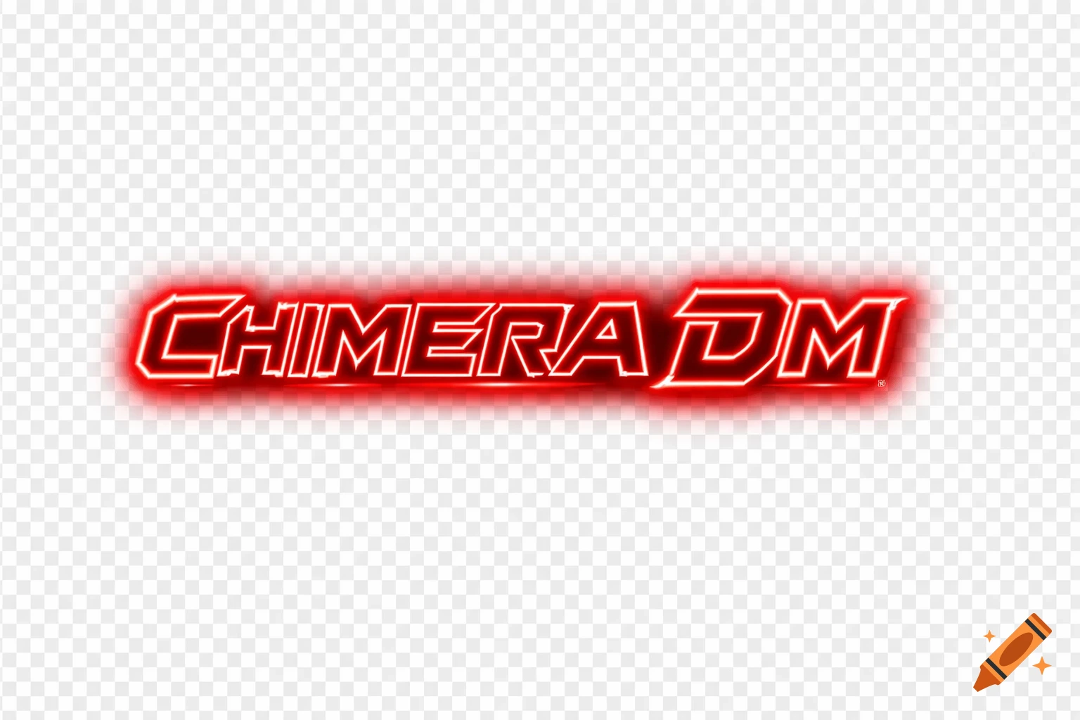 A neon red glowing text logo spelling "CHIMERADM" in a cyberpunk style on a transparent background.