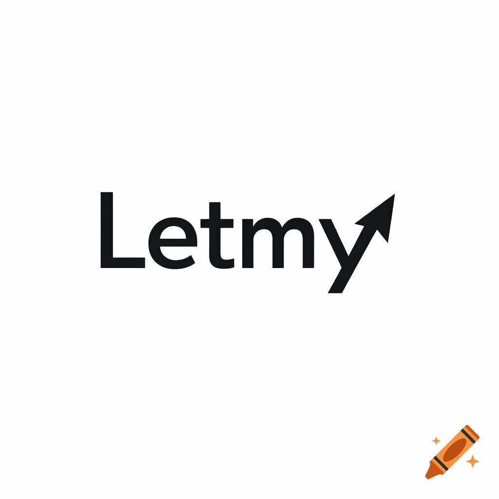 Minimalist black and white logo for 'Letmy' with the 'y' stylized as an upward growth arrow.