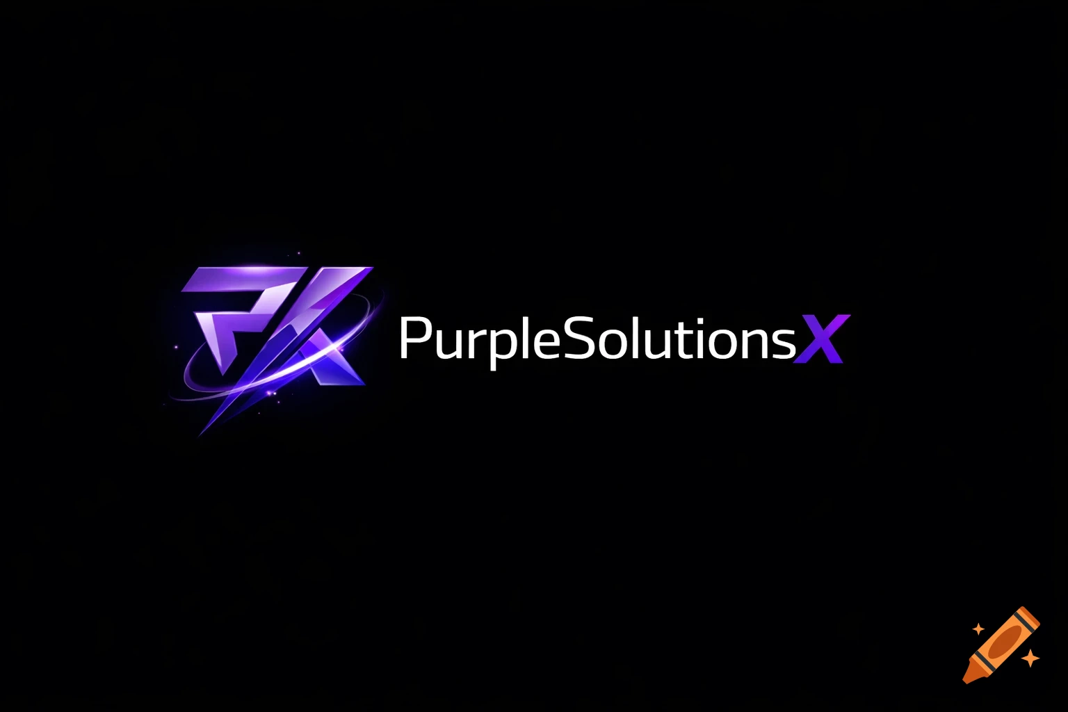 Futuristic purple and black logo for PurpleSolutionsX with a stylized 'PX' emblem.
