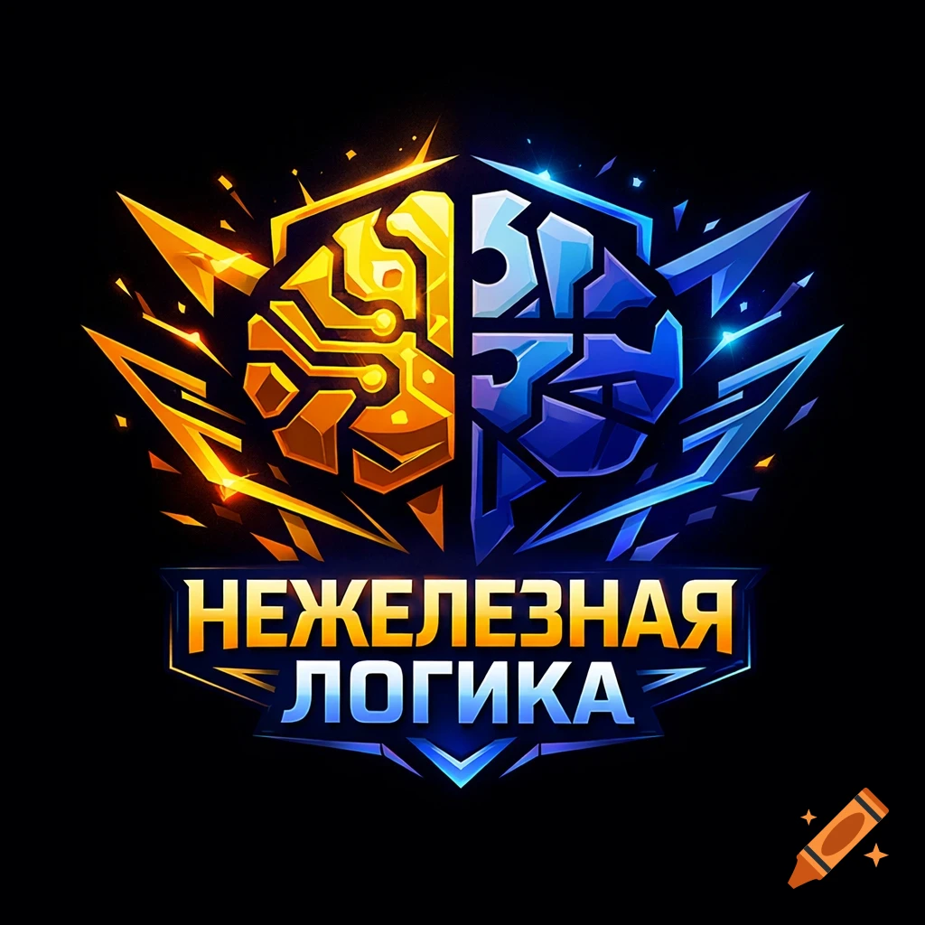 Esports logo for 'Non-Iron Logic' featuring a brain split into gold circuitry and blue geometric shapes.