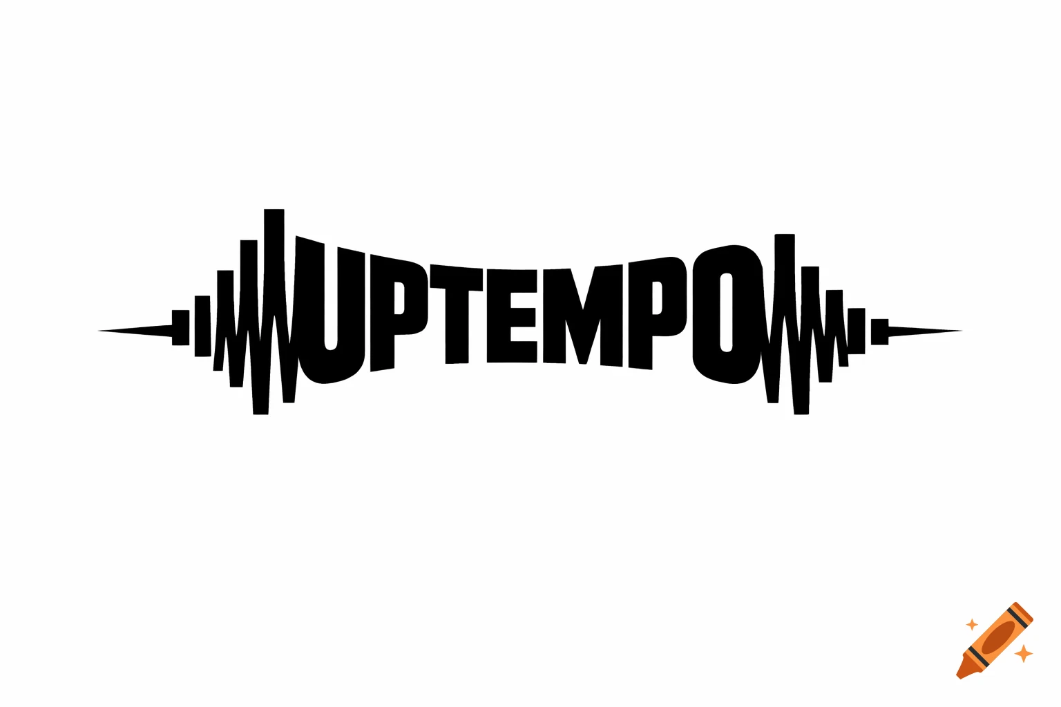 The word UPTEMPO in black, bold, warped letters, framed by sound wave-like spikes on a white background.