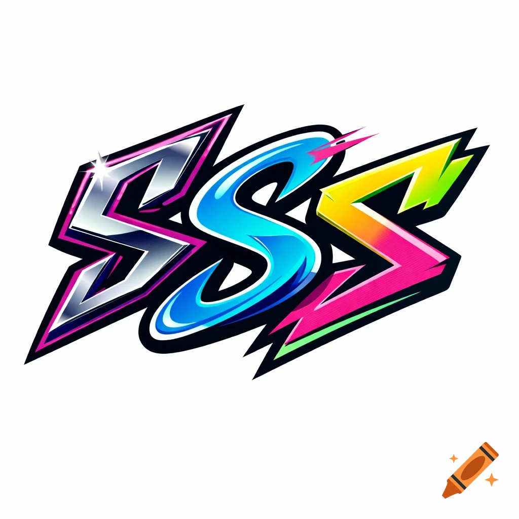 A vibrant, stylized logo featuring three S letters. The first is metallic silver, the second is blue, and the third transitions from pink to yellow, all with sharp, bold outlines and a modern, 90s-inspired aesthetic.