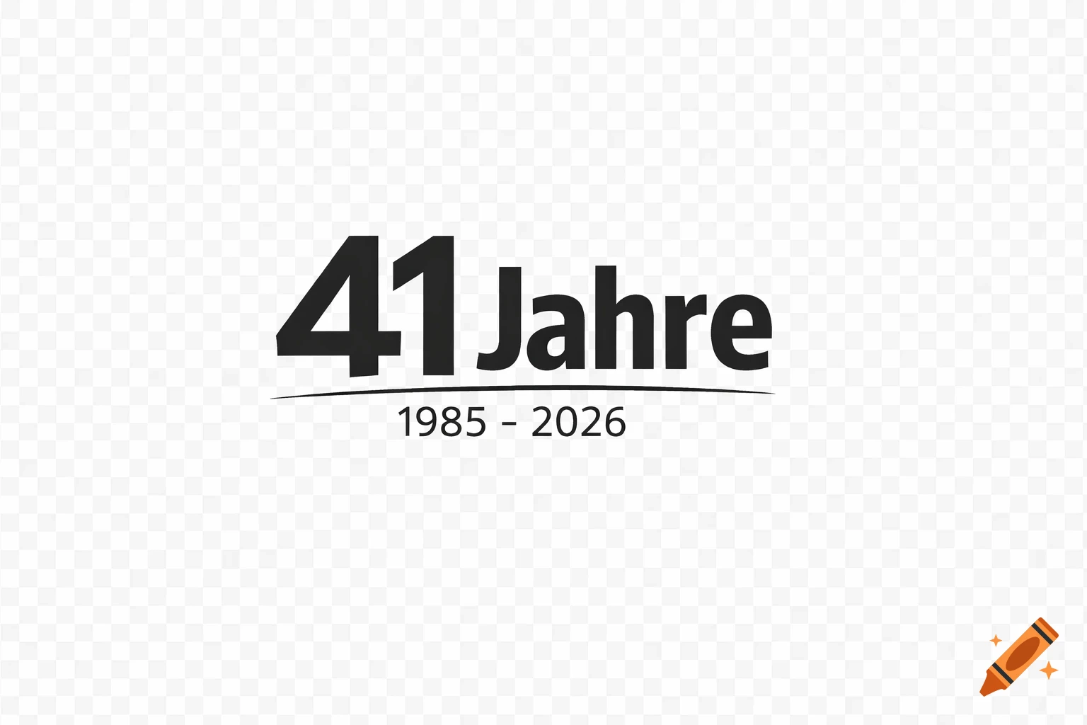 A black logo with the text '41 Jahre' above a line, and '1985 - 2026' below the line, on a transparent background.