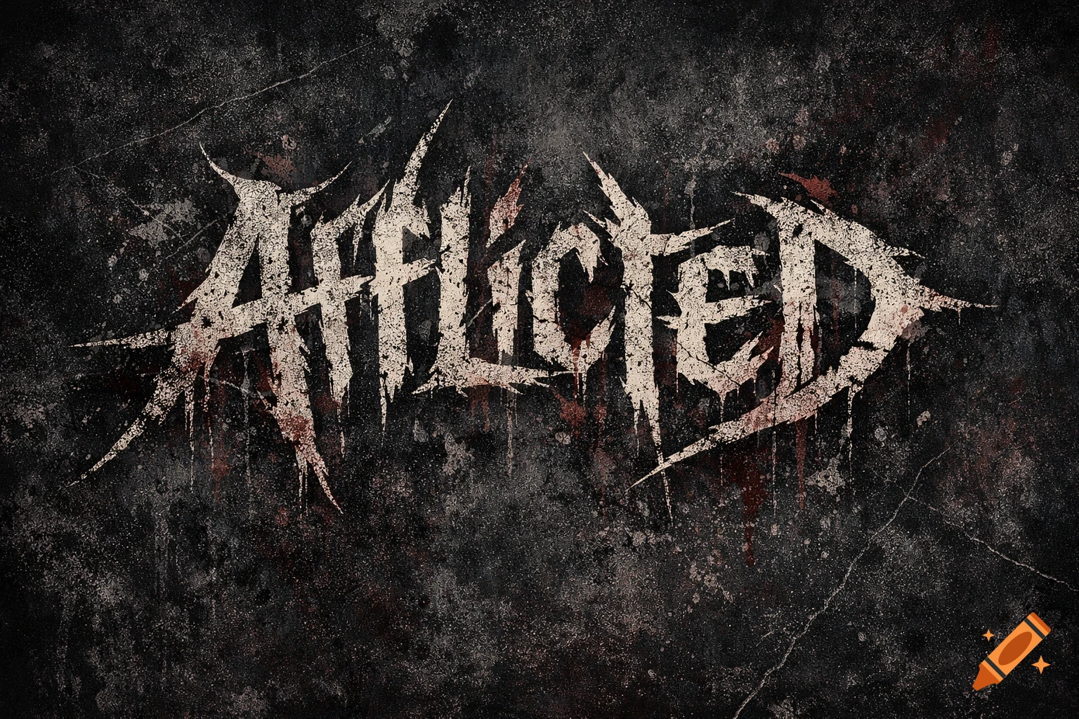 A grunge band logo for 'AFFLICTED' in distressed white and red text on a dark, textured background.