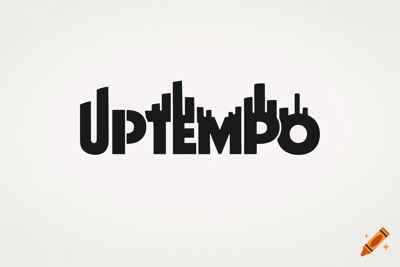 Black text 'UPTEMPO' styled as a city skyline against a light gray background.