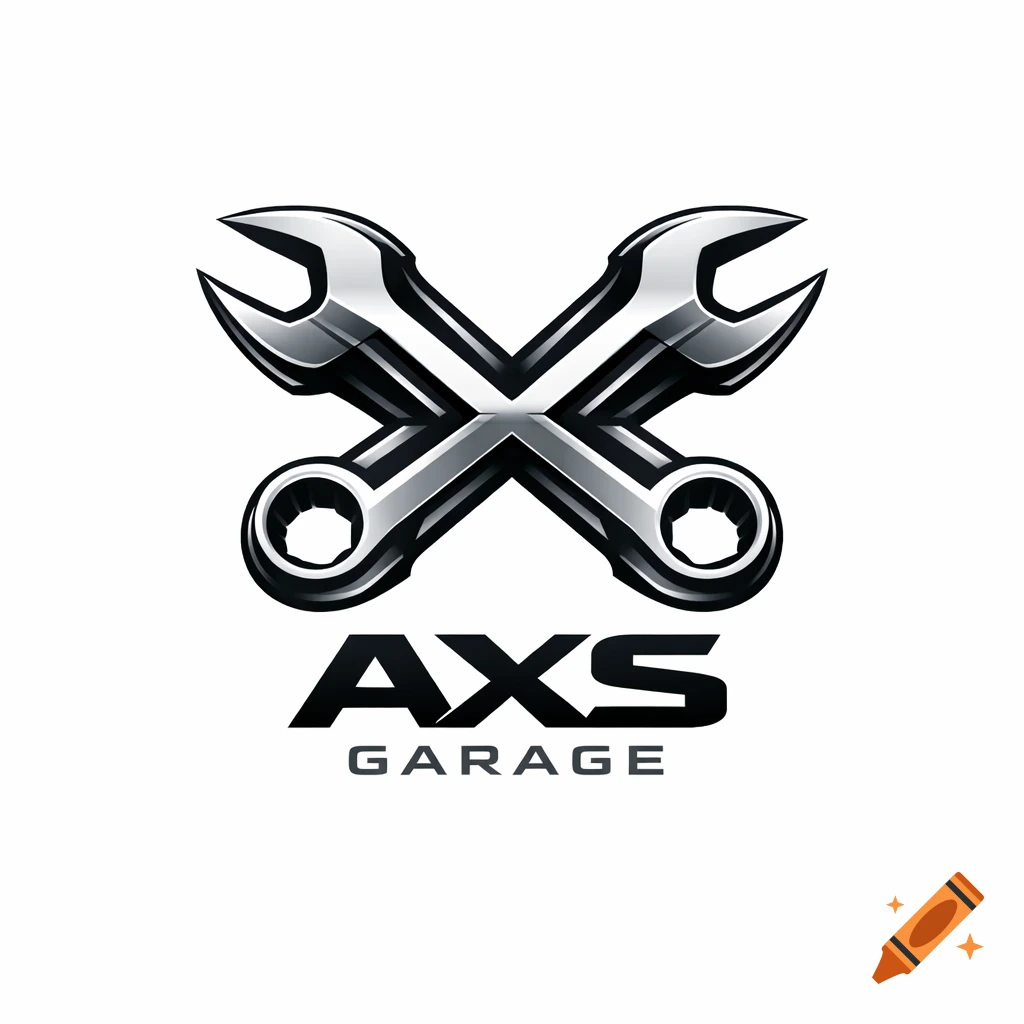 Sleek metallic logo for 'AXS Garage' featuring two wrenches crossed to form an 'X' over the text 'AXS GARAGE' on a white background.