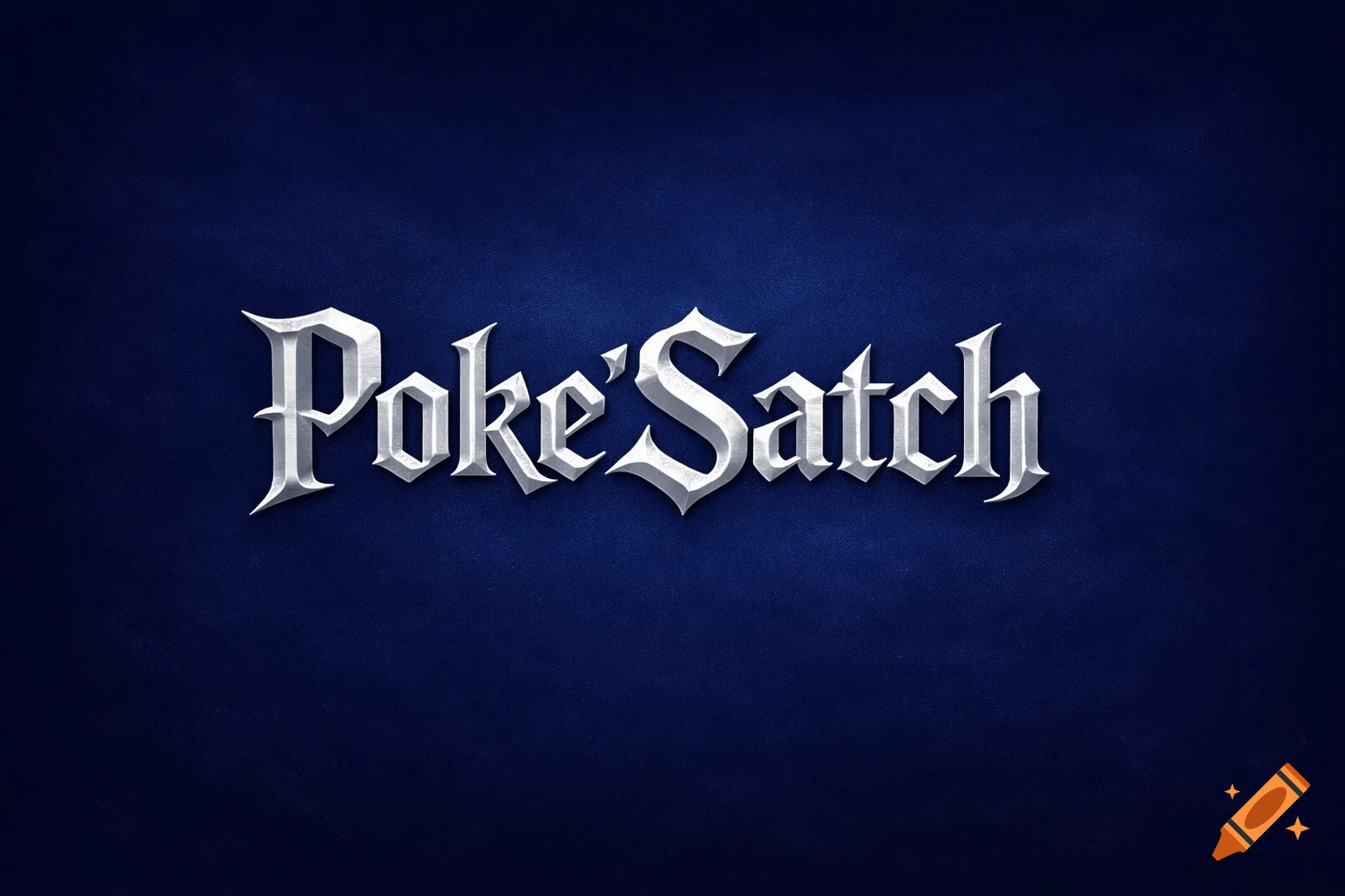 Silver medieval-style text reading "Poke'Satch" on a dark blue textured background.