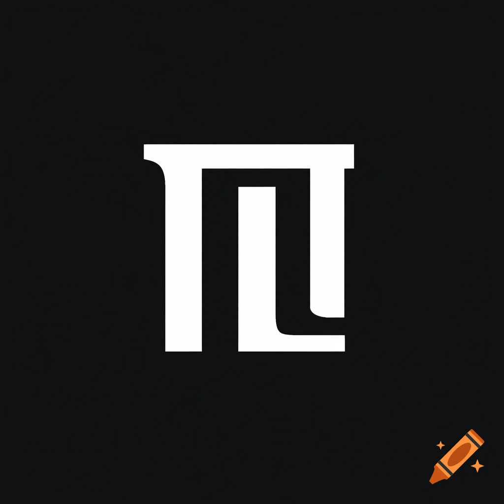 A minimalist black and white custom typographic symbol resembling a stylized Cyrillic letter 'П' or an 'IL' ligature.