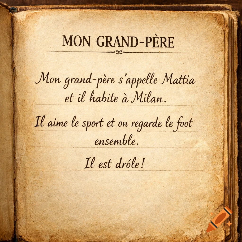 Close-up of an open vintage book with aged pages, displaying legible French text in two different fonts.