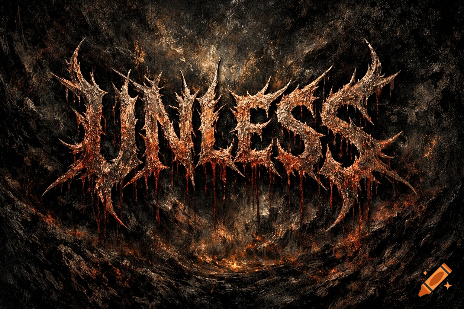 Stylized dark metal font logo spelling 'UNLESS' with thorny, blood-dripping letters against a textured, dark background.