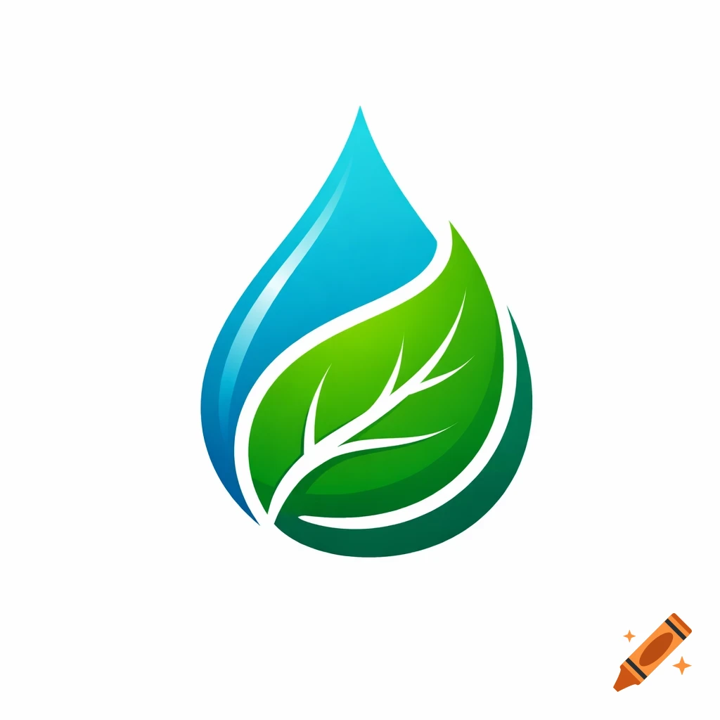 A vibrant logo featuring a blue water drop and a green leaf, symbolizing health and nature.