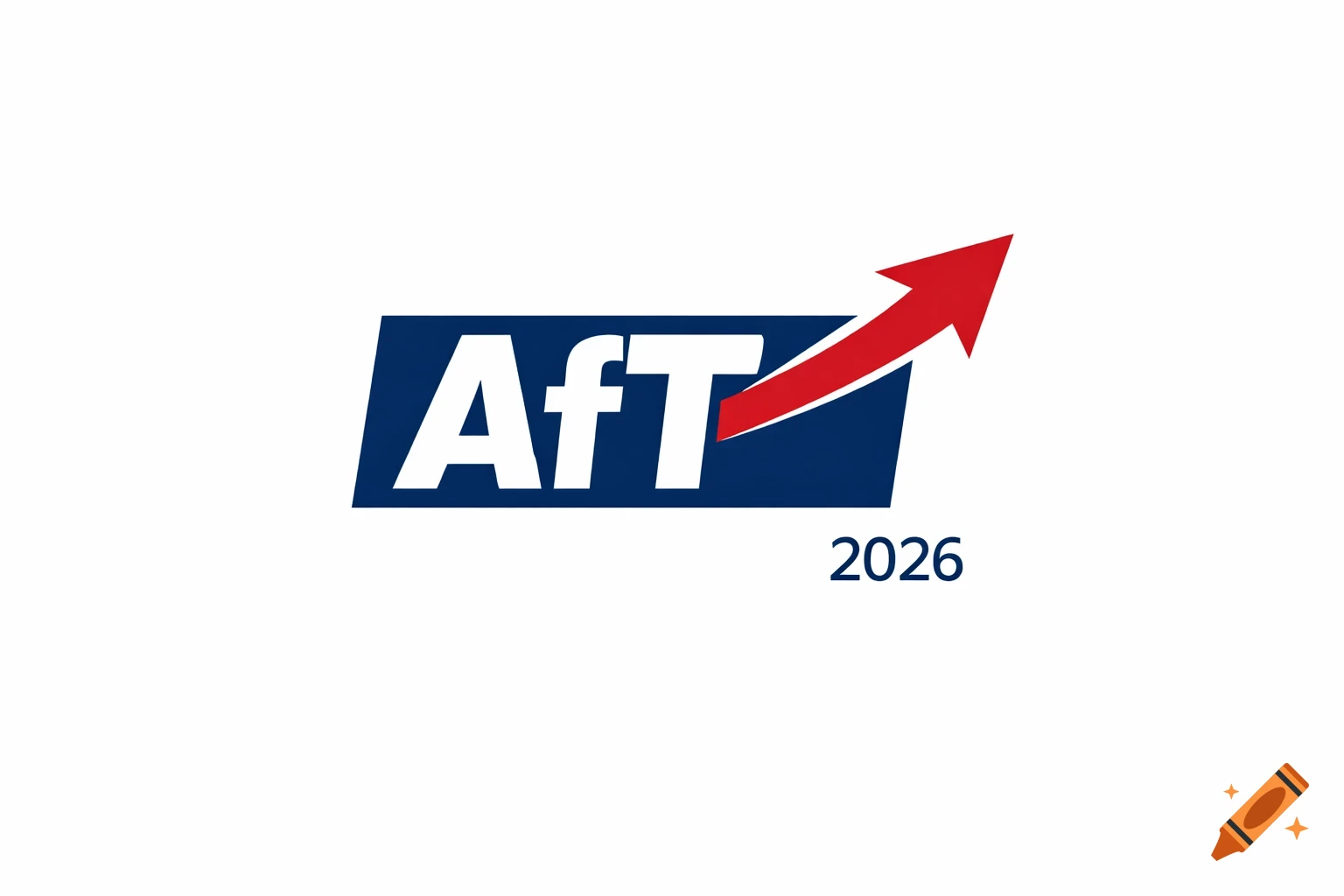 Logo with white 'AfT' text on a dark blue rectangle, a red arrow pointing upward, and '2026' below, on a white background.