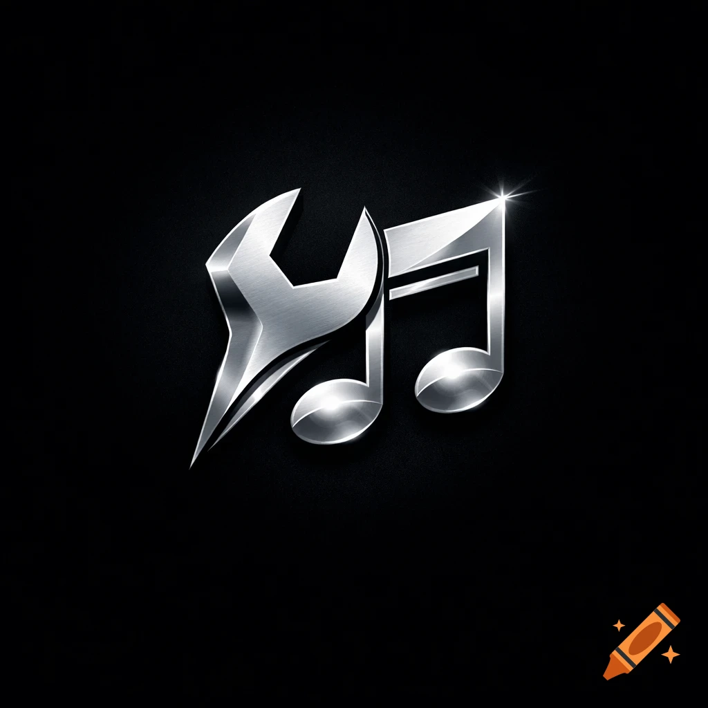 A chrome metallic logo combining a wrench and two eighth notes, against a dark background.