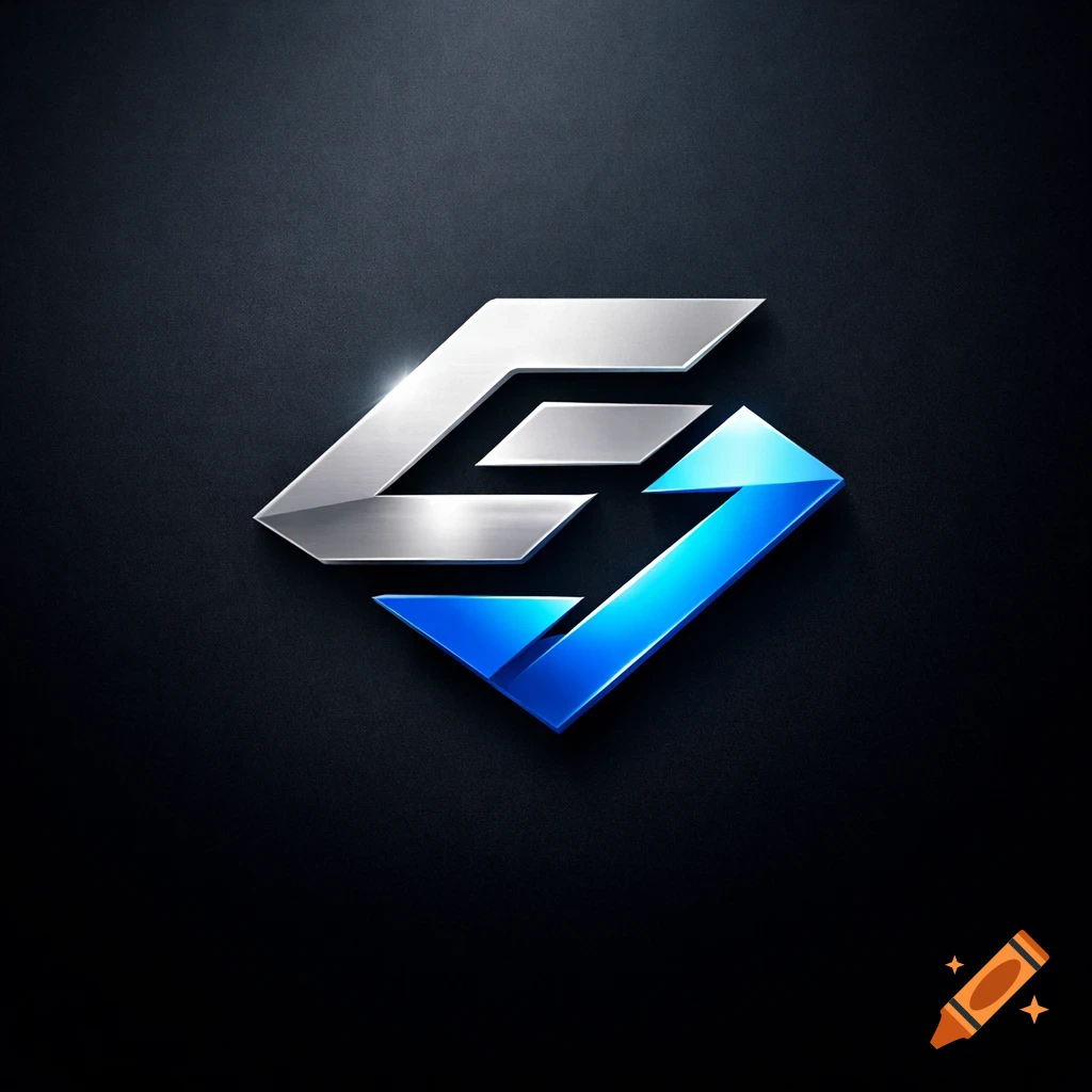 A sleek, metallic logo with a stylized letter S, silver on the left and reflective blue on the right, on a dark textured background.