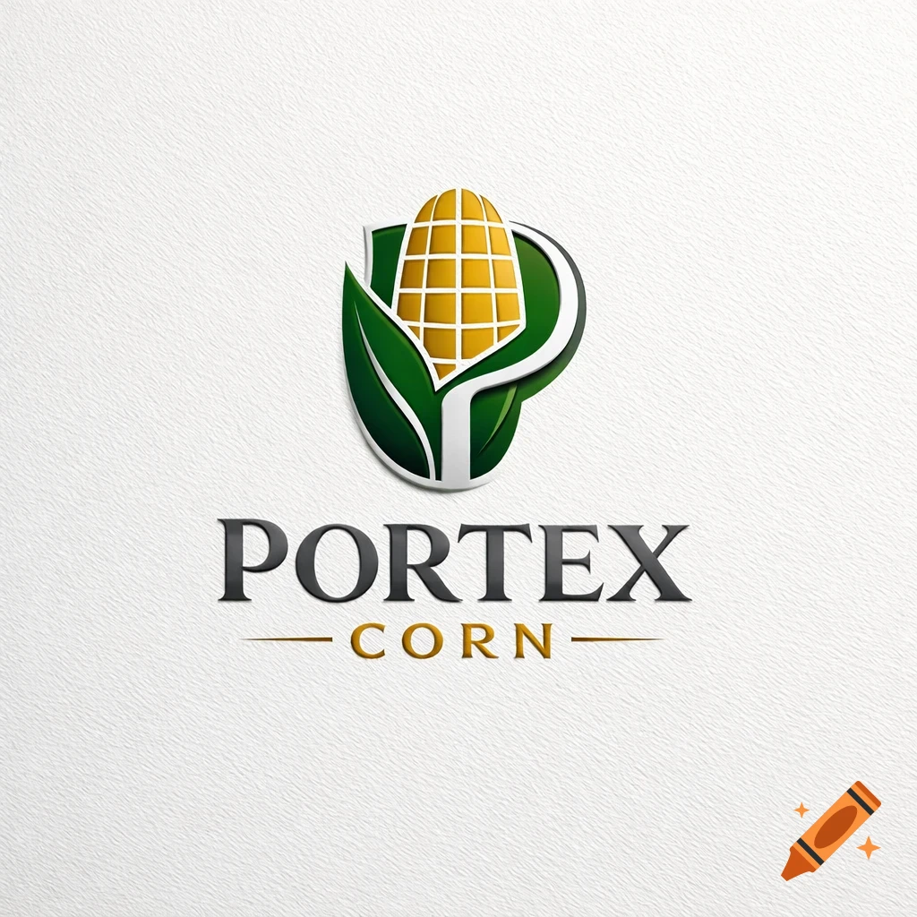 A stylized logo featuring an ear of corn within a shield-like shape, above the words "PORTEX" and "CORN" in gold and dark gray.