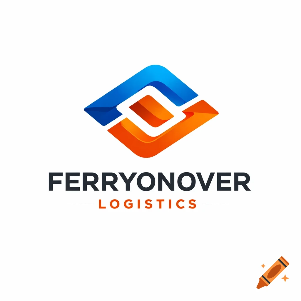 Abstract blue and orange logo for Ferryonover Logistics.