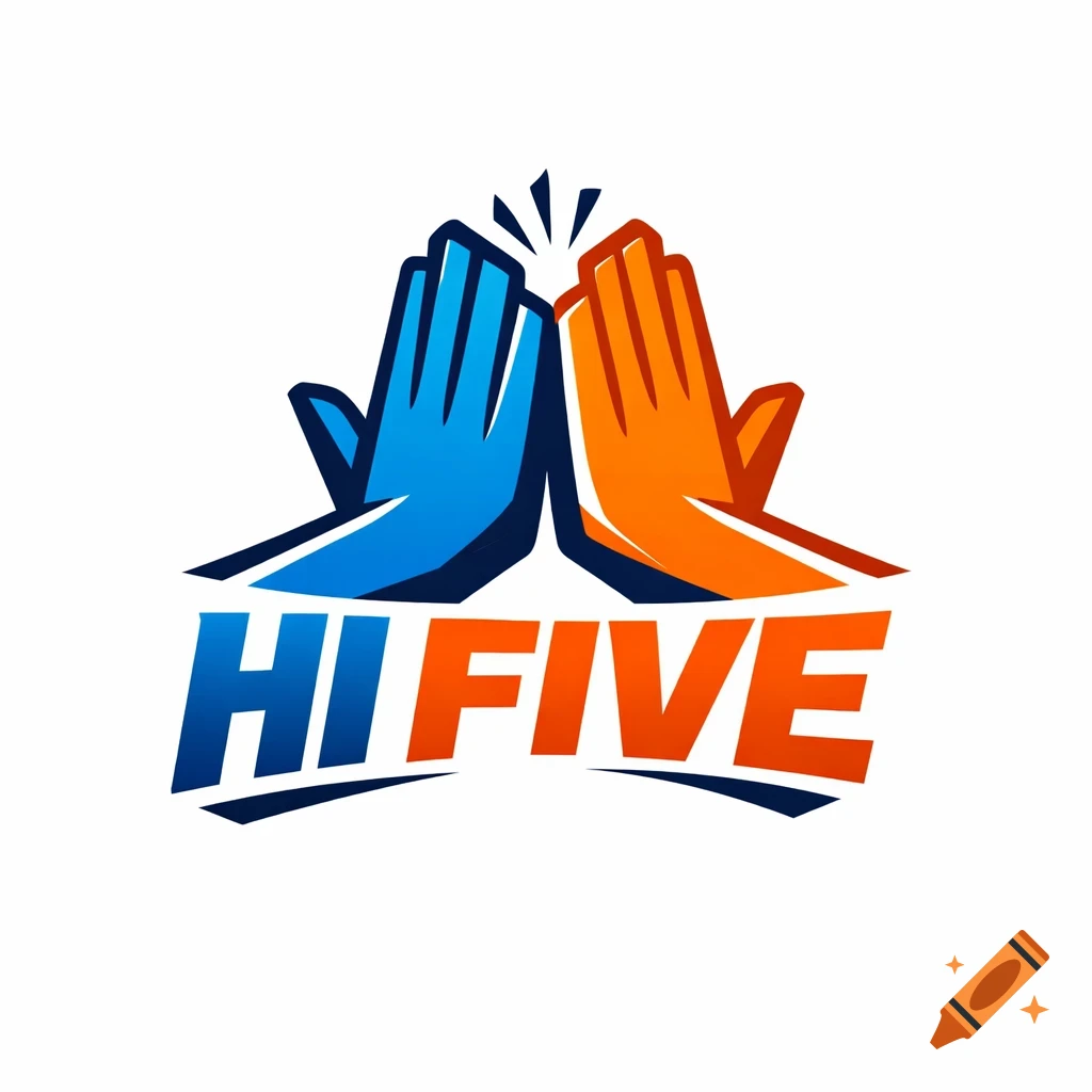 A colorful logo depicting two hands high-fiving, one blue and one orange, above the word 'HI FIVE'.