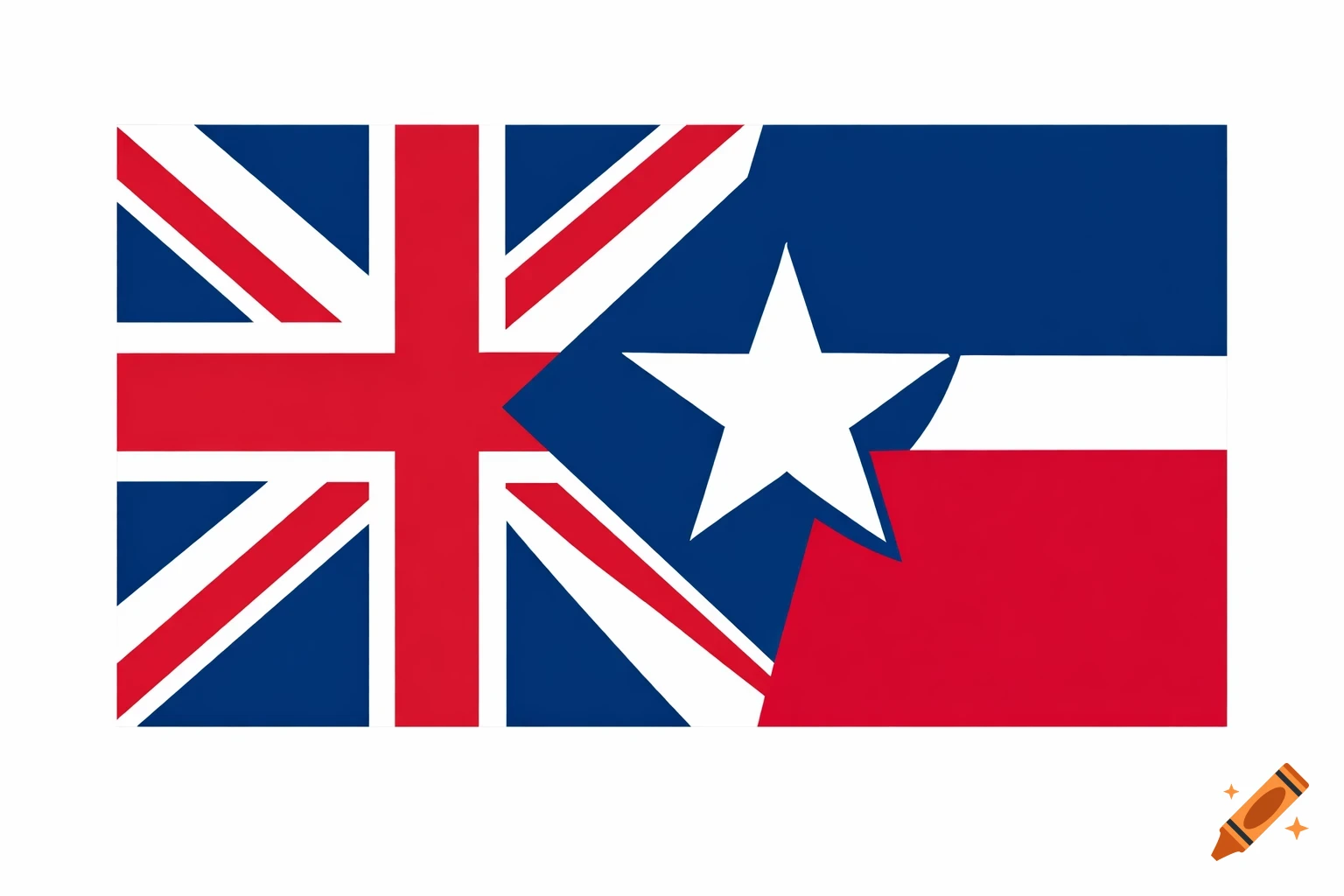 A hybrid flag combining the United Kingdom's Union Jack and Texas's Lone Star Flag, with the star centrally placed over the intersection.