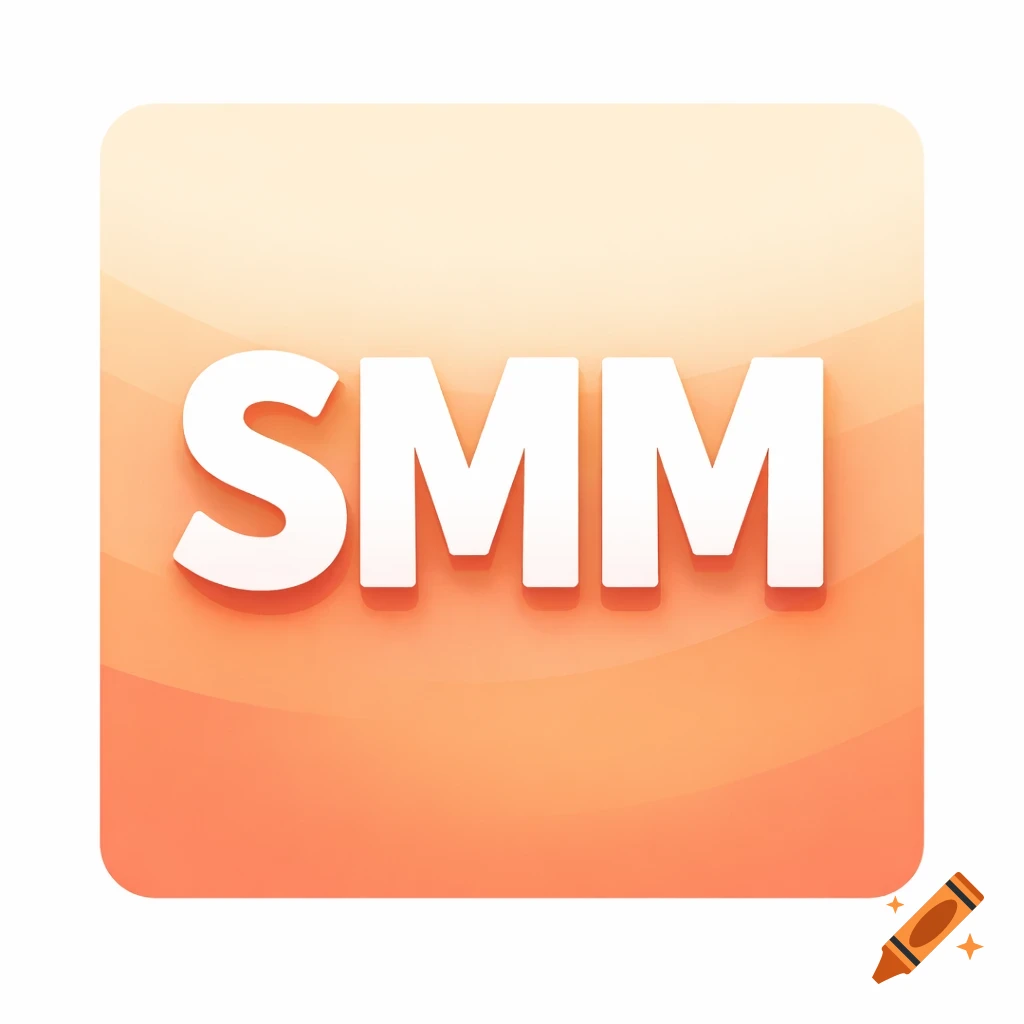 A square app icon with rounded corners features bold white text "SMM" on a soft gradient background of cream, peach, and light orange.