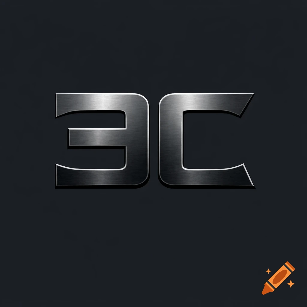 A stylized metallic monogram resembling the letters '3' and 'C' on a dark gray background.