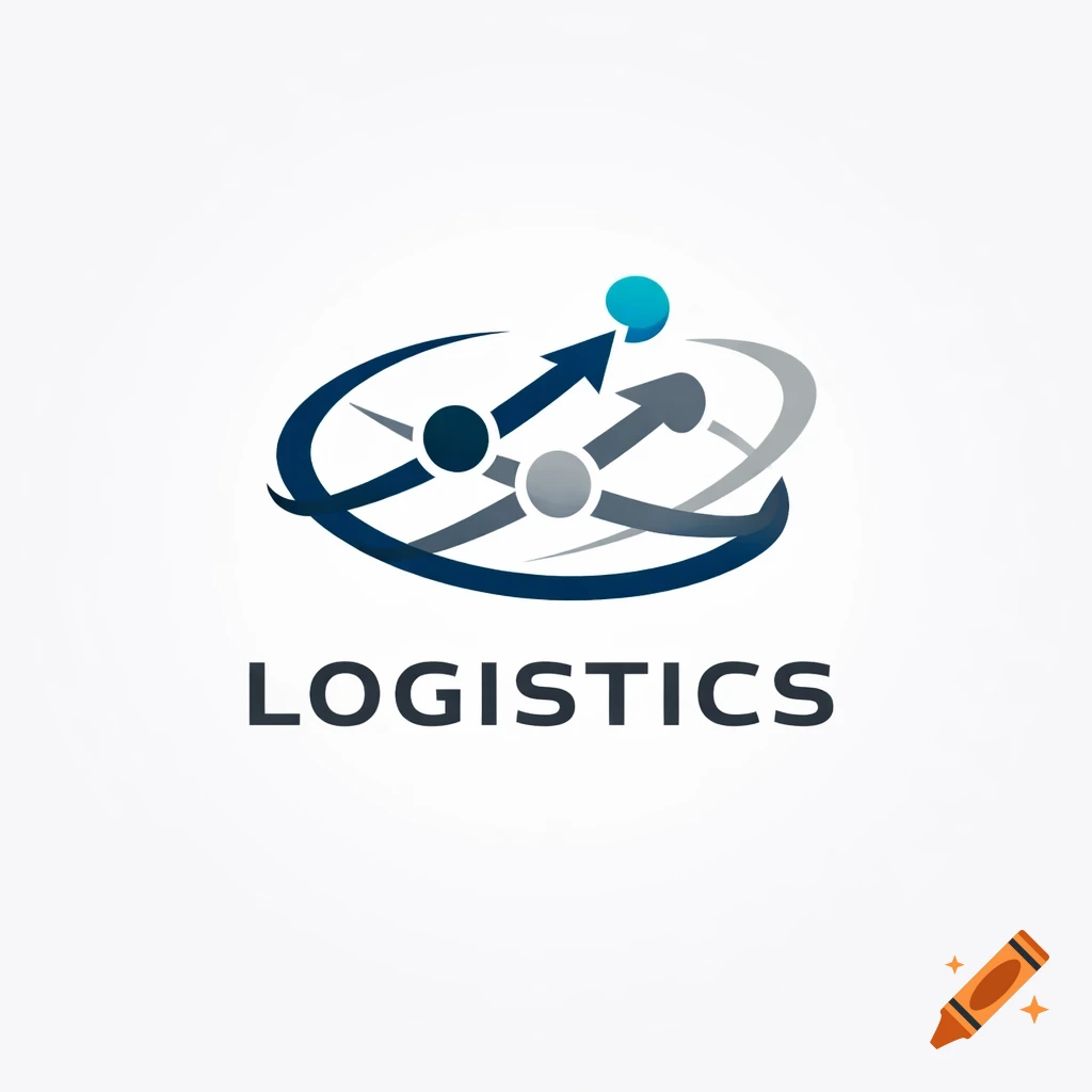 Professional logo for logistics featuring abstract arrows, circles, and the word LOGISTICS in dark gray.