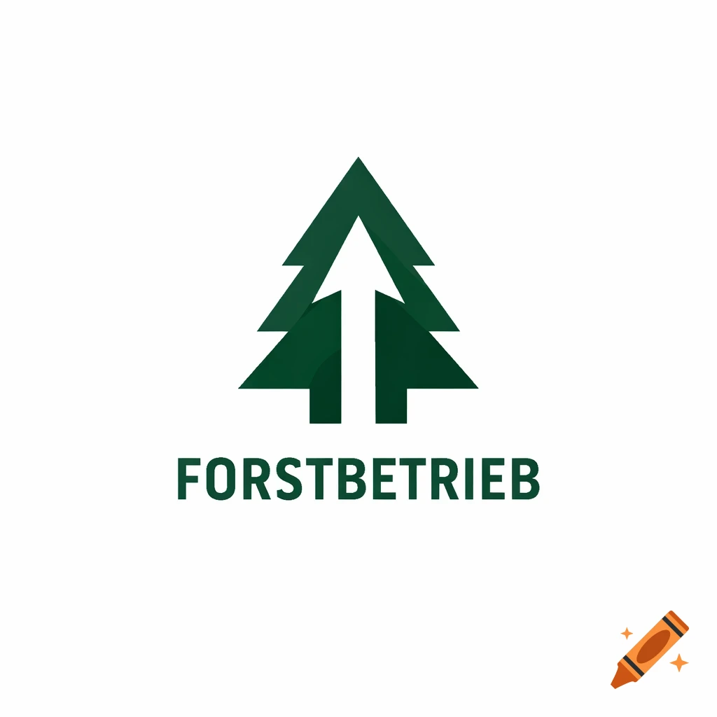 A green stylized tree logo with an upward arrow in the negative space and the word "FORSTBETRIEB" below.