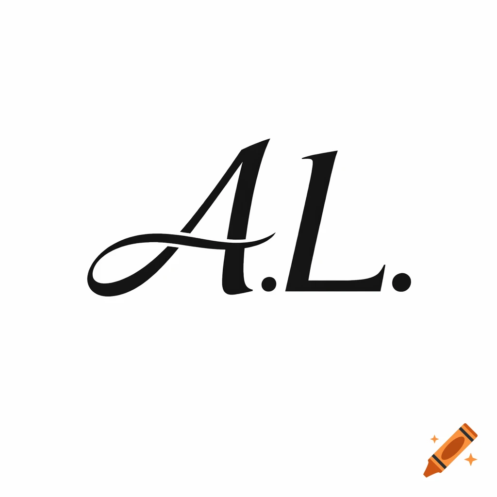 Stylish black initials A.L. with a connecting flourish on a white background.