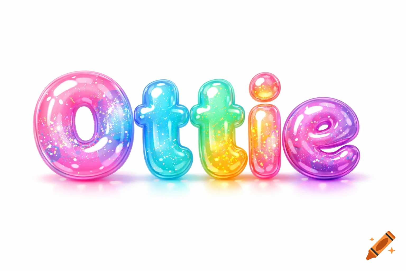 The name Ottie spelled in shiny, colorful, glittery bubble letters.