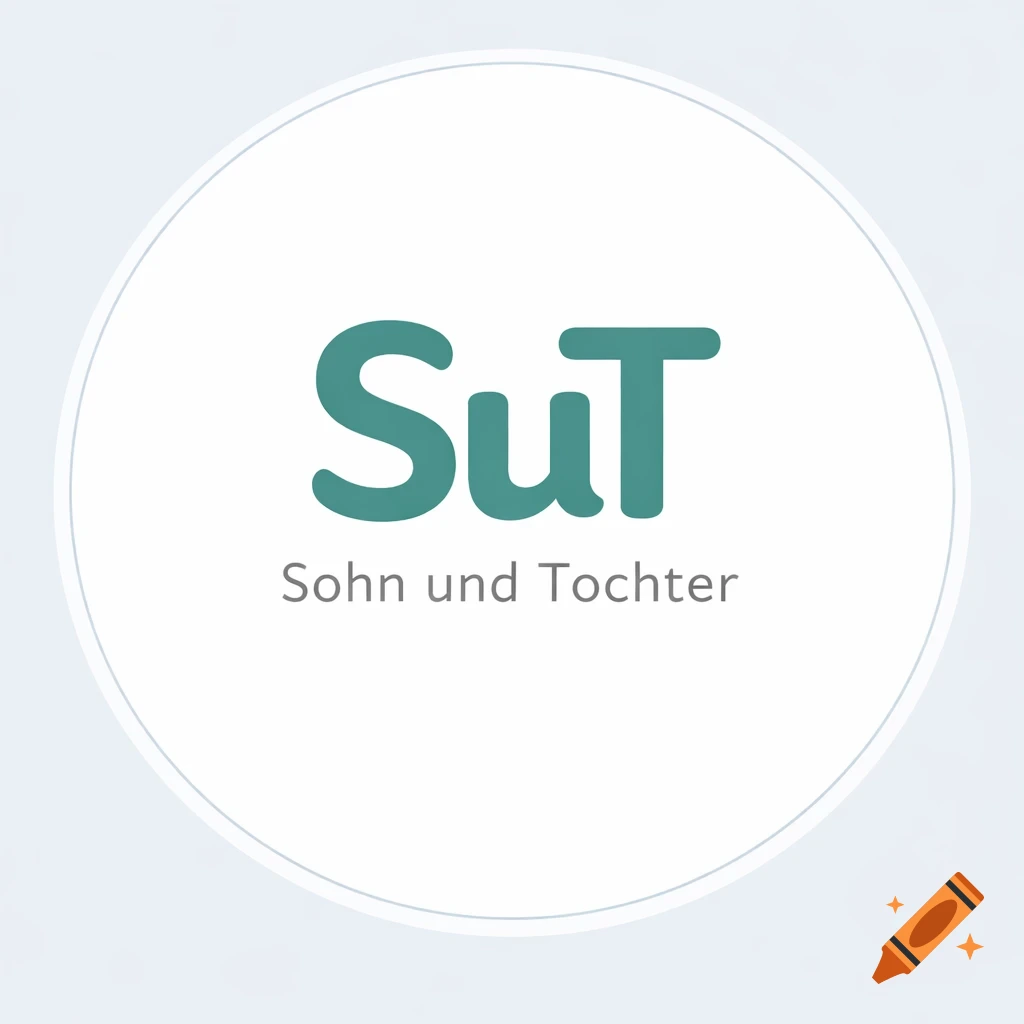 Logo with 'SuT' in green and 'Sohn und Tochter' in grey, inside a white circle with a light grey border.