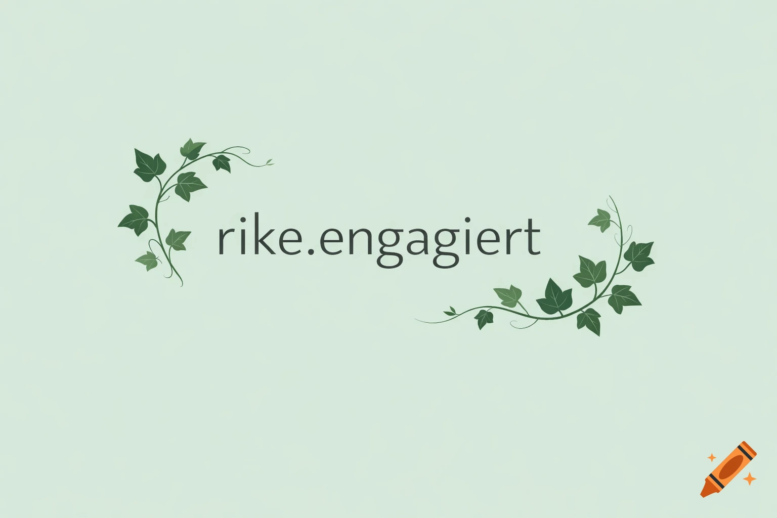 Text 'rike.engagiert' on a light green background, flanked by stylized green ivy vines.