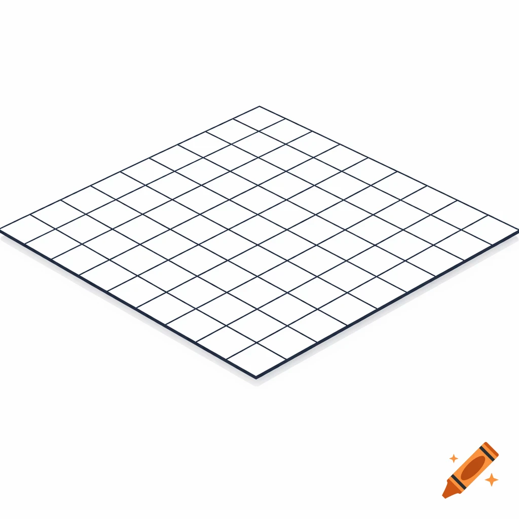 A black 9x9 isometric grid with a subtle shadow on a white background.