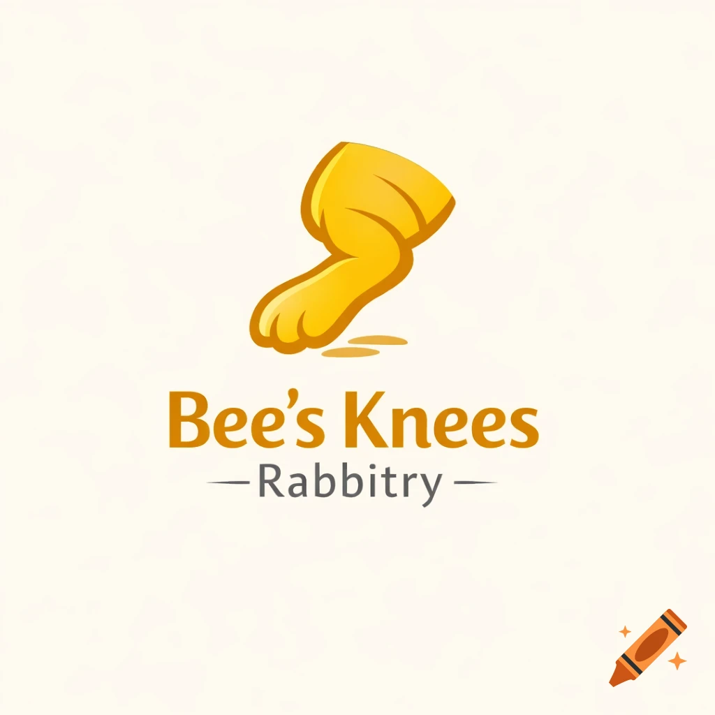 A stylized golden rabbit leg icon above the text "Bee's Knees Rabbitry" on a light background.