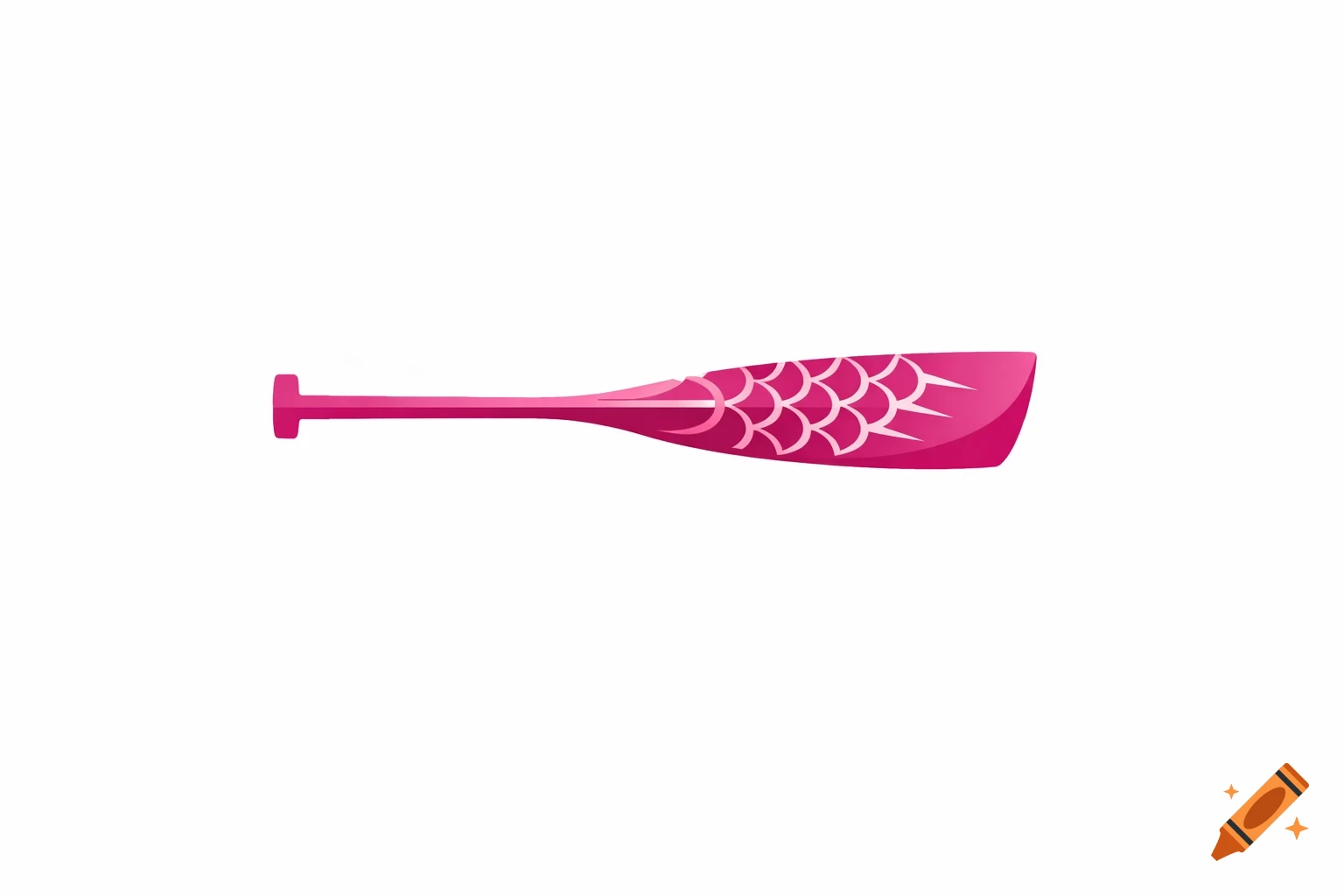A simple, horizontal pink dragon boat paddle with a subtle dragon scale pattern, on a white background.