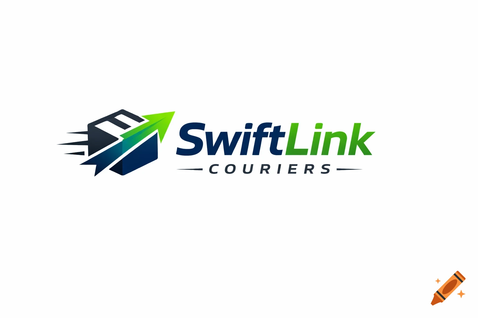 A modern logo featuring a stylized blue and green parcel icon with an upward arrow and the text 'SwiftLink Couriers'.