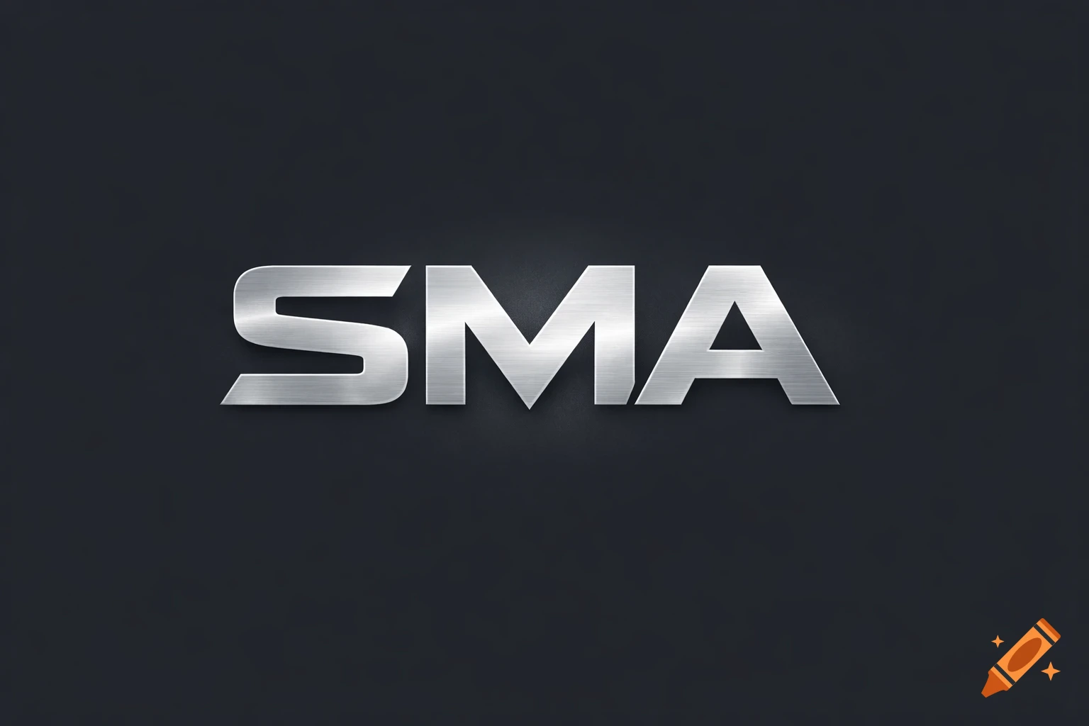 Metallic silver letters SMA in a 3D style on a dark grey background.