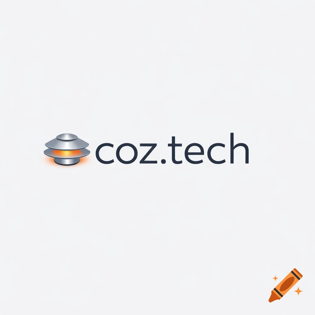 A minimalist logo with a layered metallic lamp icon with an orange glow to the left of the text "coz.tech" on a light gray background.