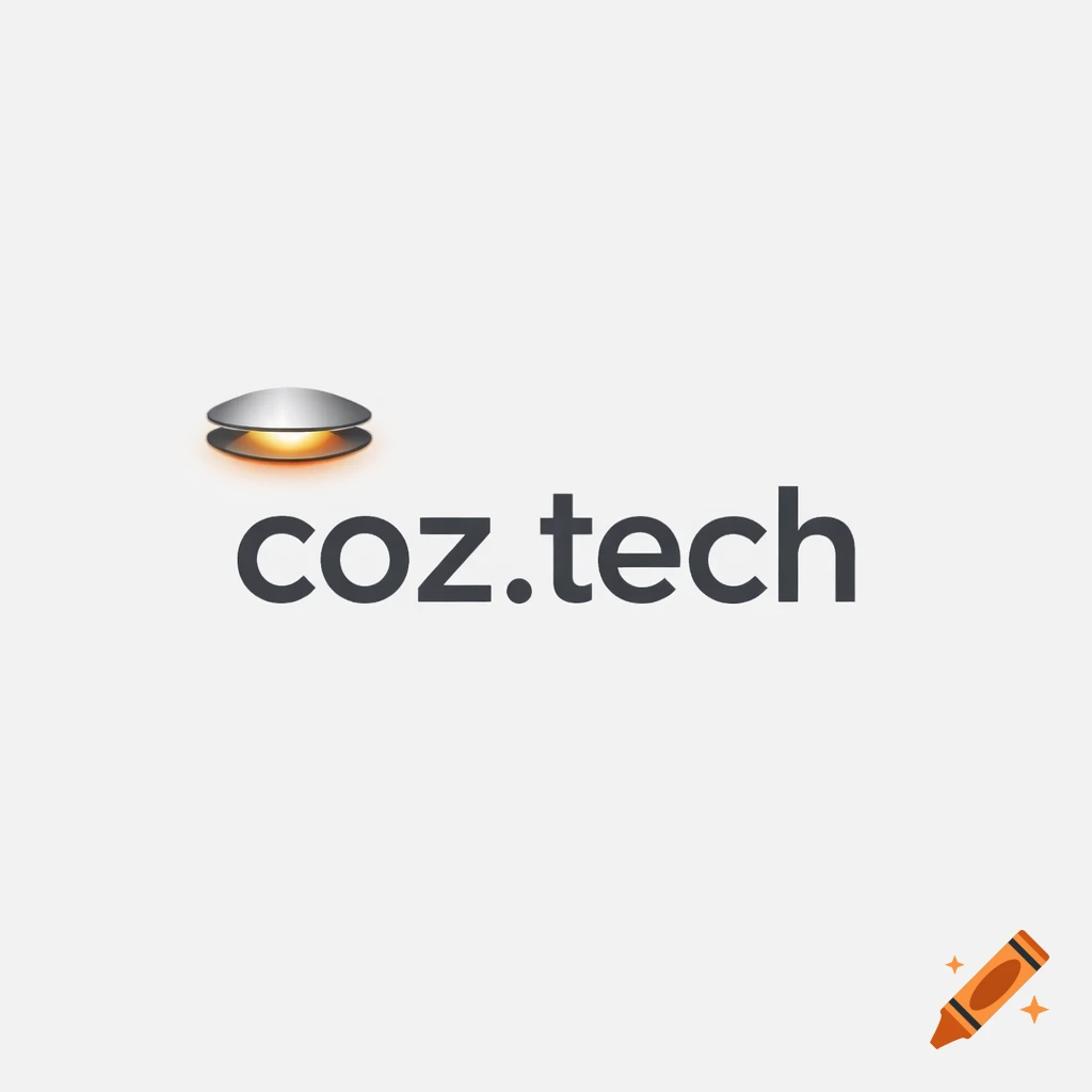 A minimalist logo with a metallic lamp emitting an orange glow above the dark gray text 'coz.tech' on a light gray background.