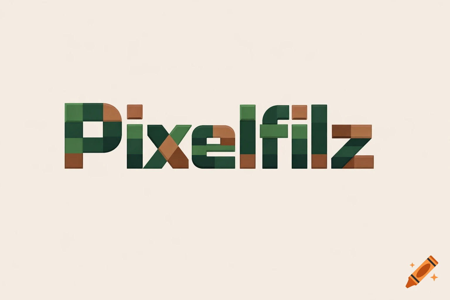 The word 'Pixelfilz' rendered in a blocky, pixelated style using green and brown squares on a light background.