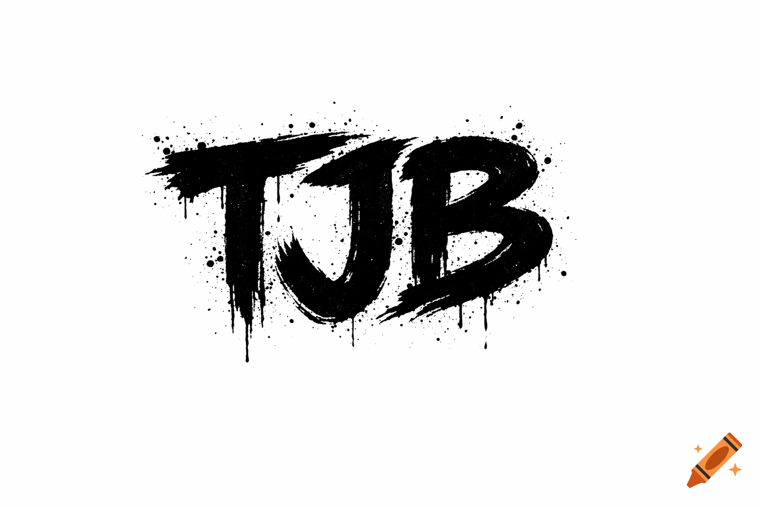 Black splattered graffiti-style letters "TJB" on a plain white background.
