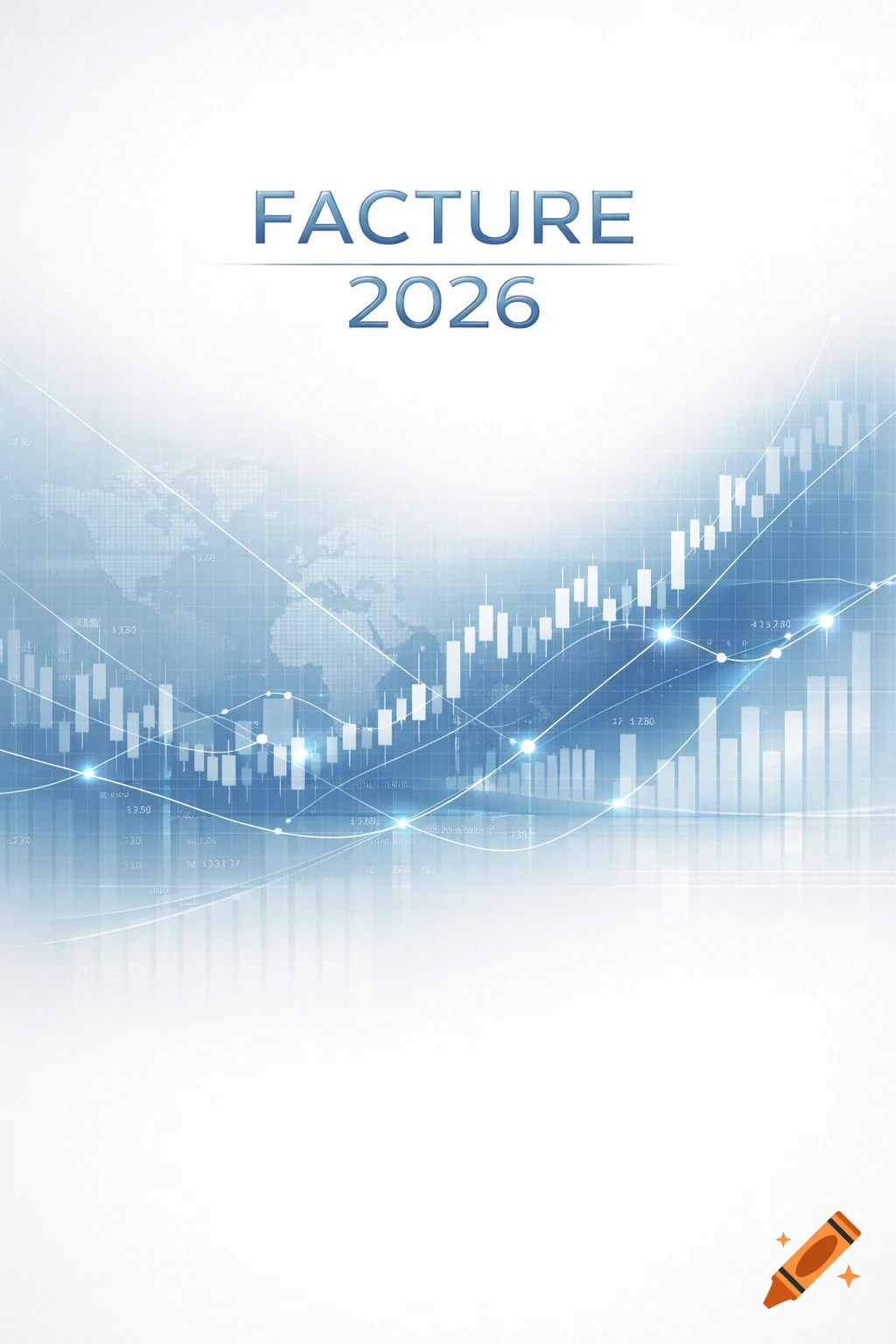 Financial charts with a world map overlay on a blue and white background, featuring the text 'FACTURE 2026'.