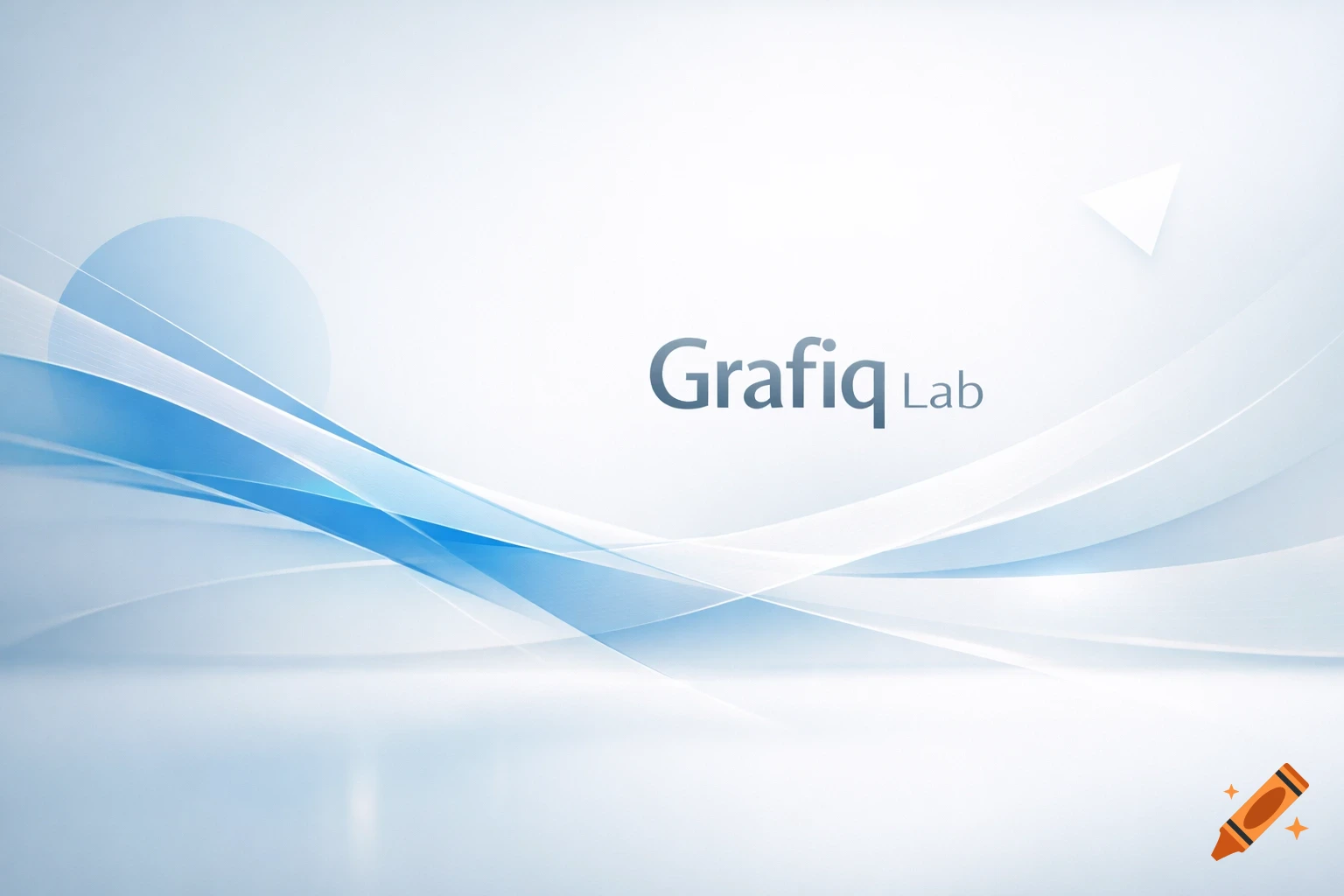 Modern abstract blue and white graphic design with flowing lines, shapes, and the text 'Grafiq Lab'.