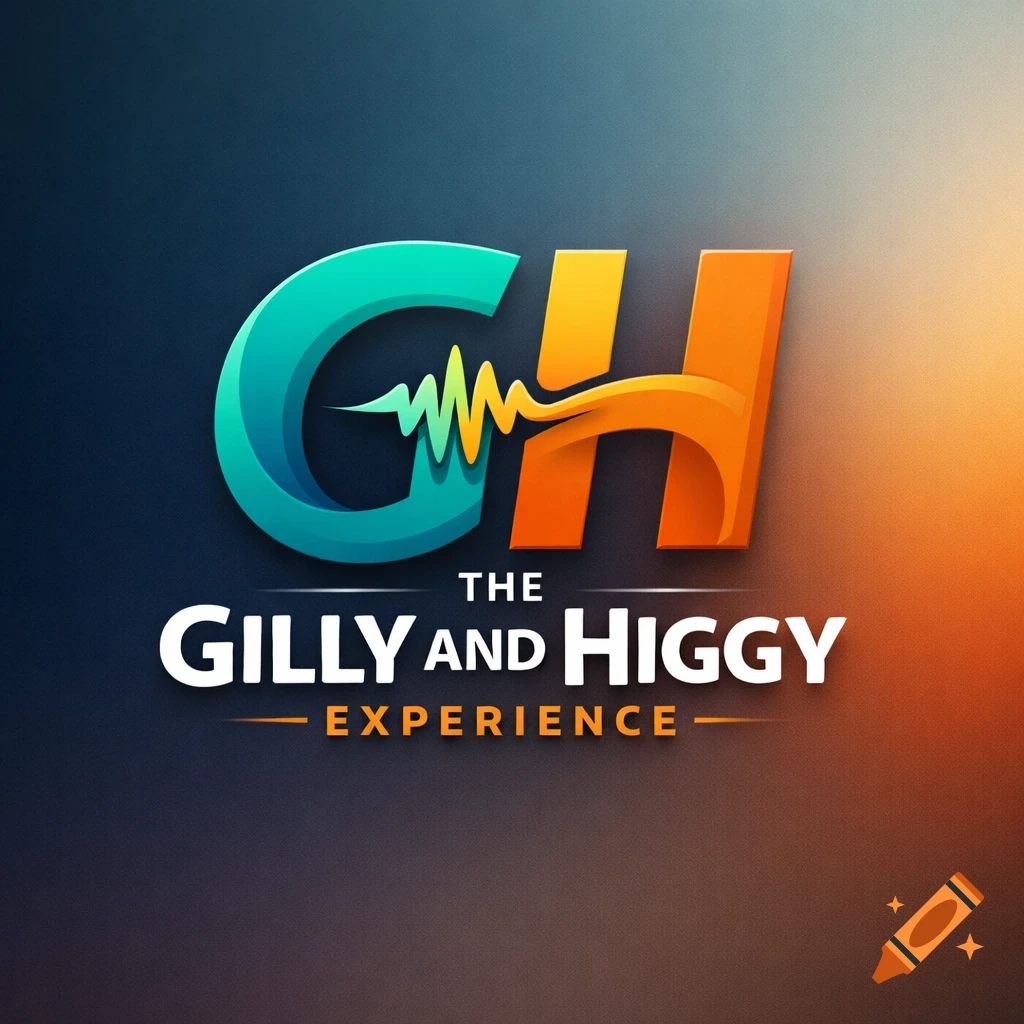 A stylized logo featuring large teal 'G' and orange 'H' initials connected by a yellow soundwave, with the text 'THE GILLY AND HIGGY EXPERIENCE' below.