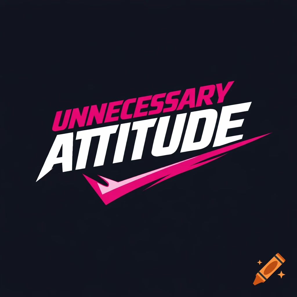 A stylized logo featuring the words "UNNECESSARY" in pink and "ATTITUDE" in white, with a pink swoosh beneath, all on a dark background.