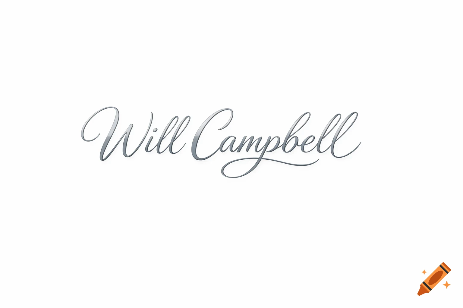 The name Will Campbell written in a shiny, metallic silver, fancy script font on a white background.