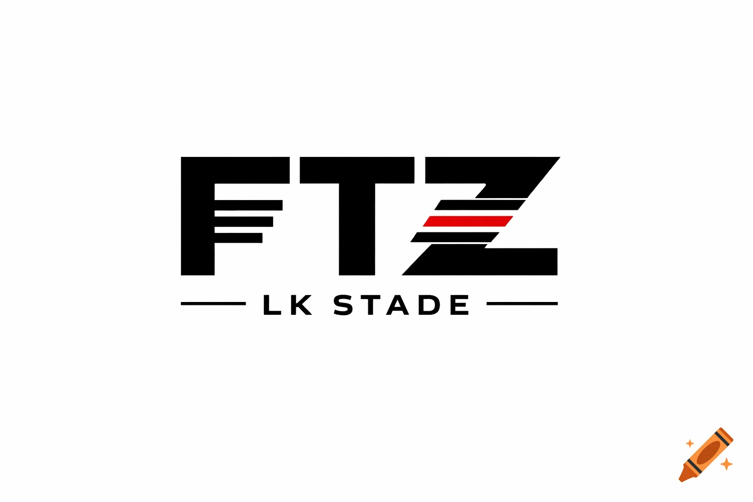 Black and red minimalist logo featuring the letters "FTZ" above "LK STADE" with horizontal line accents on a white background.