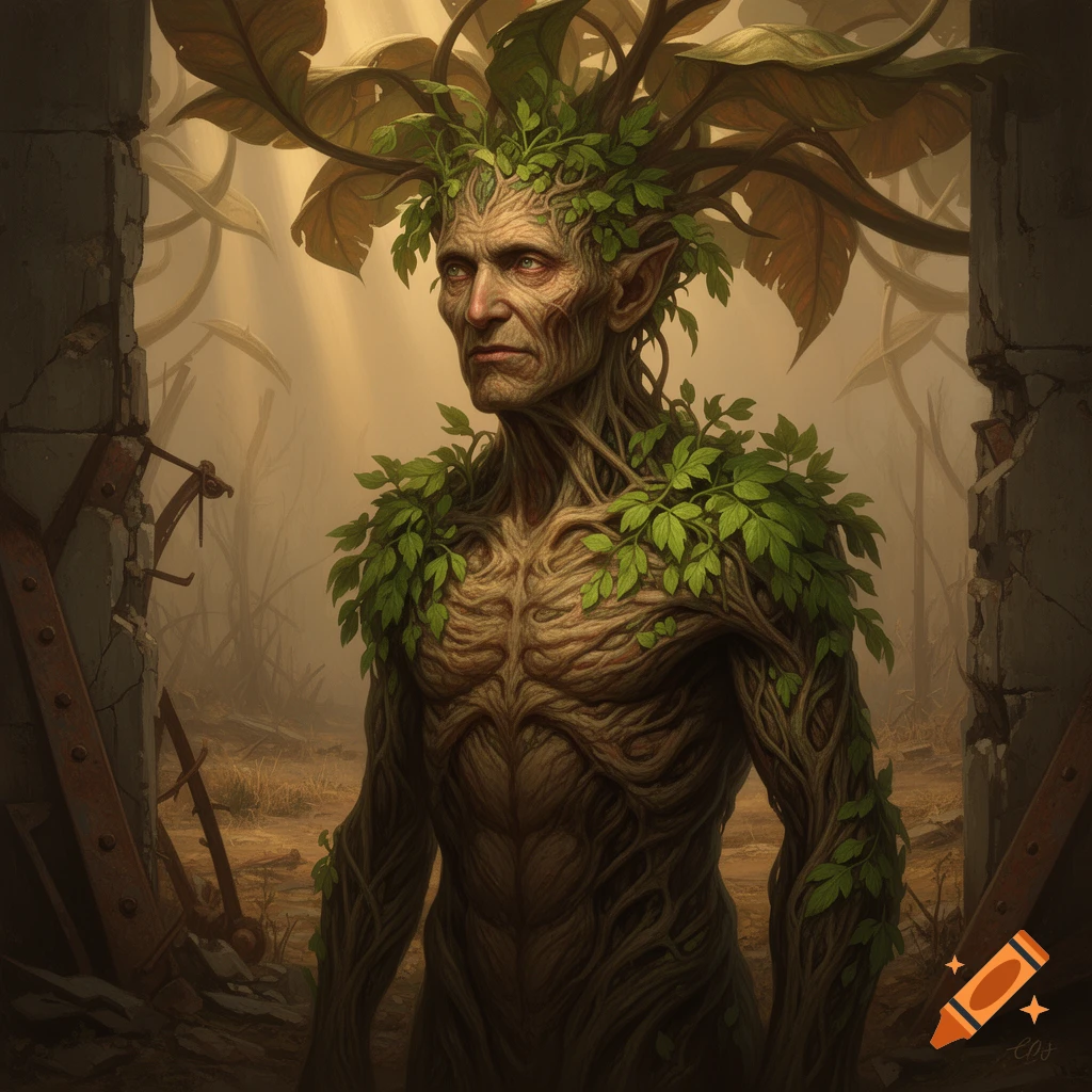 A realistic depiction of Harold from Fallout 3, a gnarled man with a ...