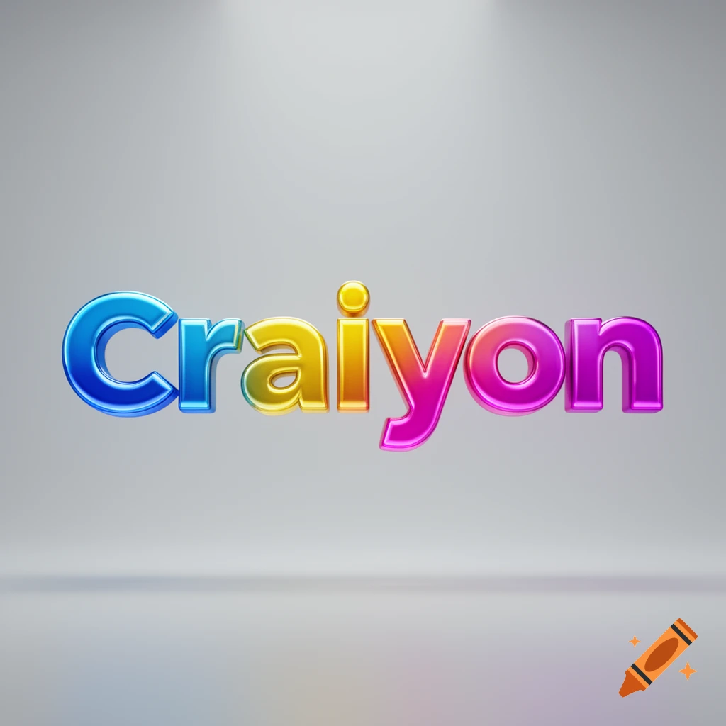The word 'Craiyon' in colorful, glossy 3D letters on a gray background.