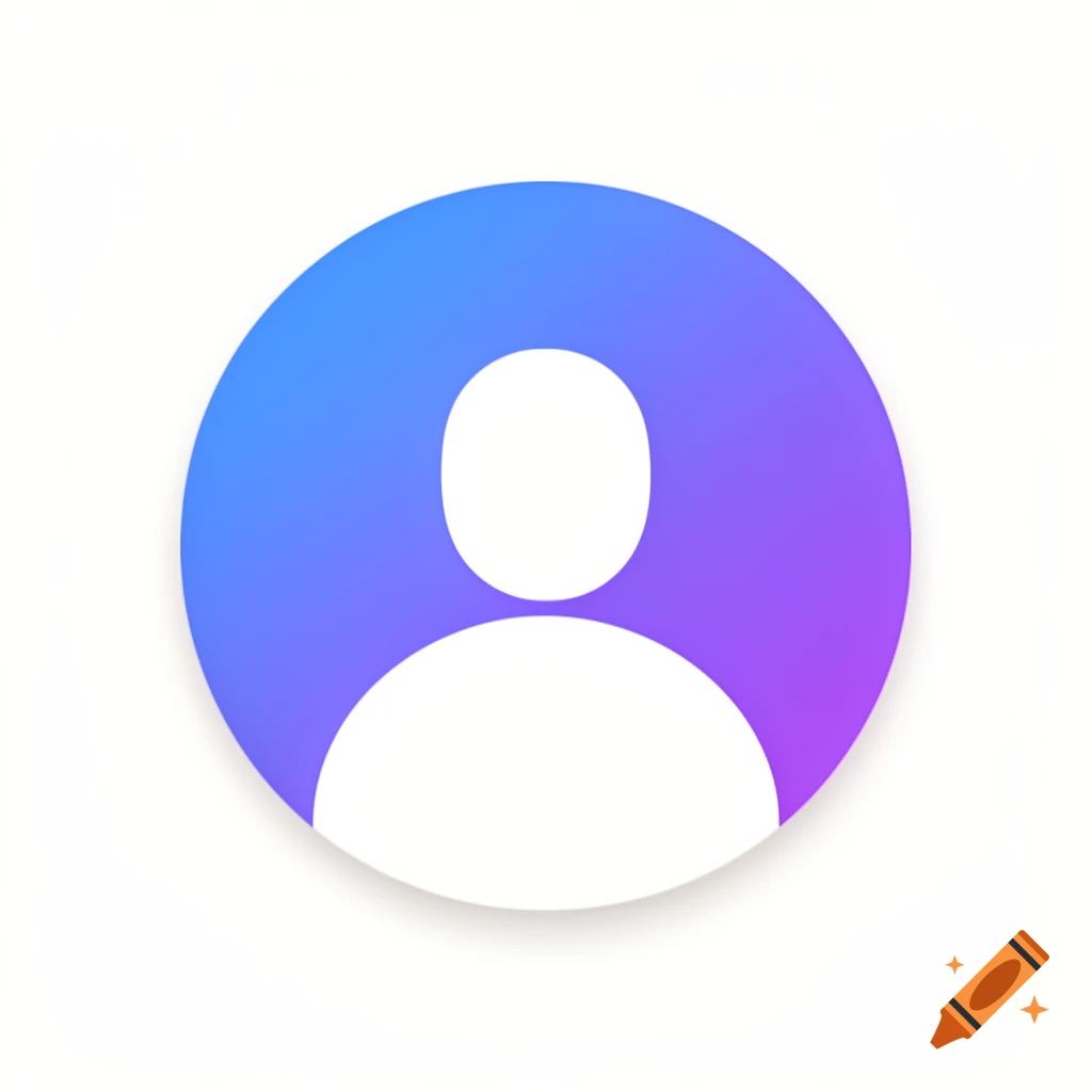 A minimalist default profile picture icon featuring a white abstract silhouette of a person on a blue to purple gradient circle.