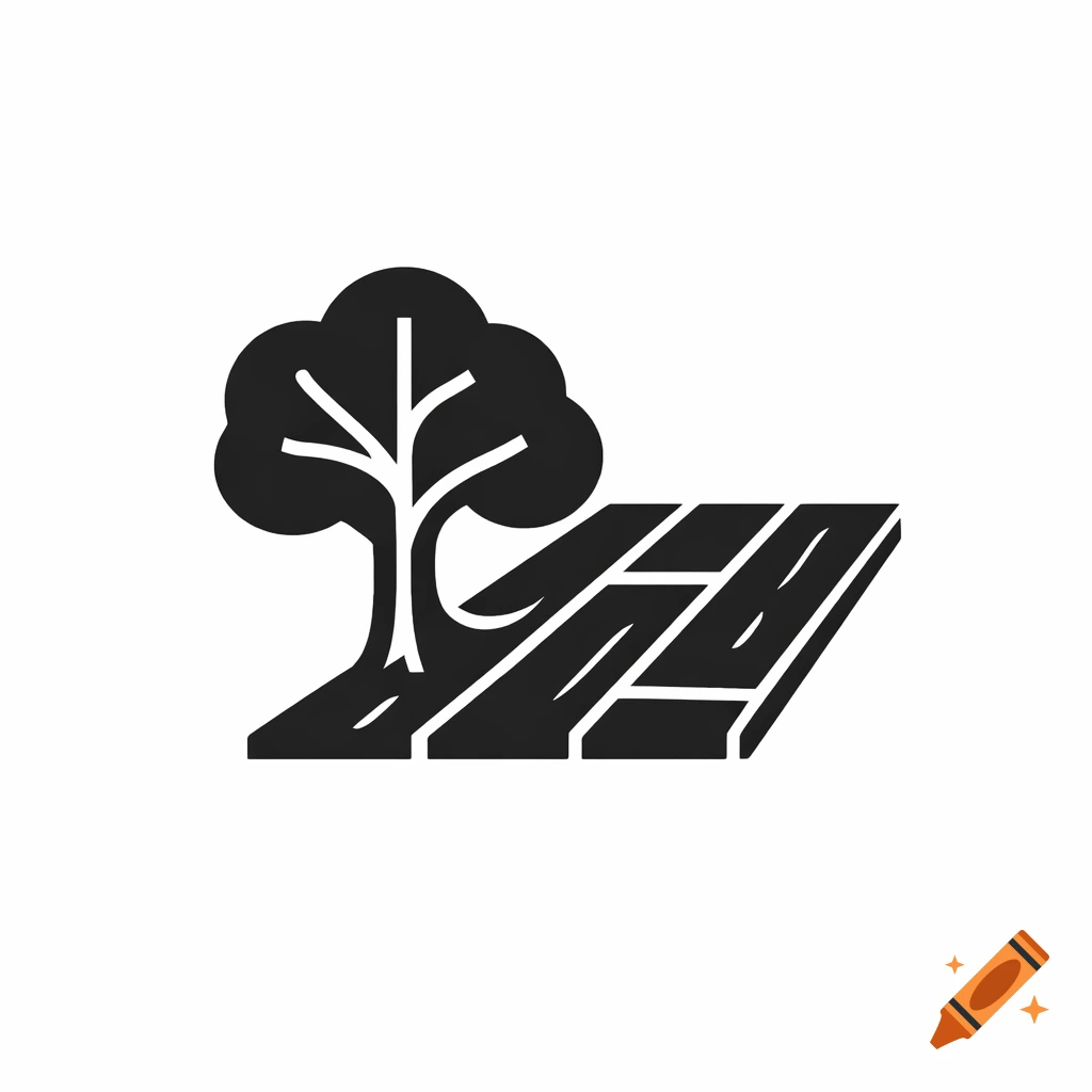 Minimalist black icon of a stylized tree transforming into geometric wooden floorboards, on a white background.
