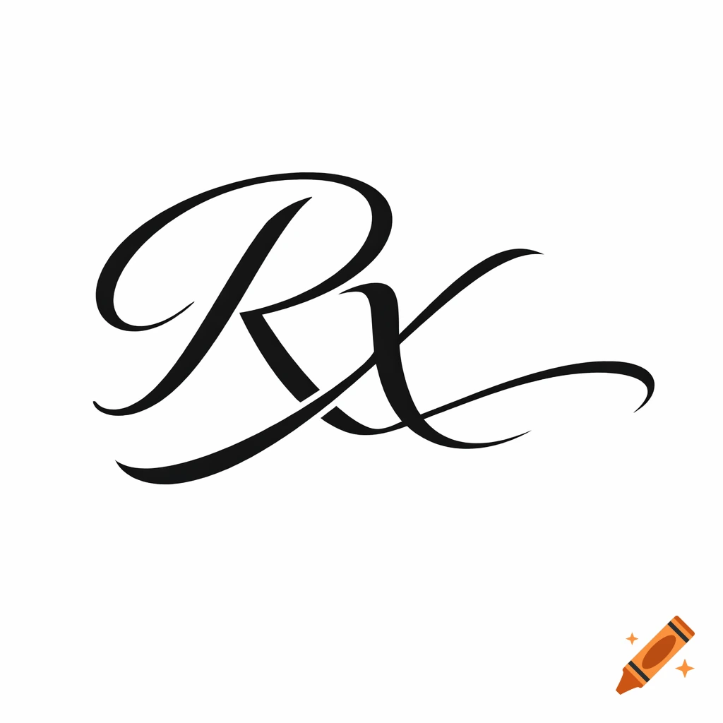 Black calligraphic 'RX' monogram with elegant flourishes on a white background.